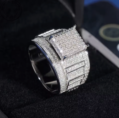 Classic Hip Hop Fire Jewelry Iced Out Zircon 925 Sterling Silver Rings For Men - DripVault