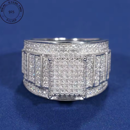 Classic Hip Hop Fire Jewelry Iced Out Zircon 925 Sterling Silver Rings For Men - DripVault