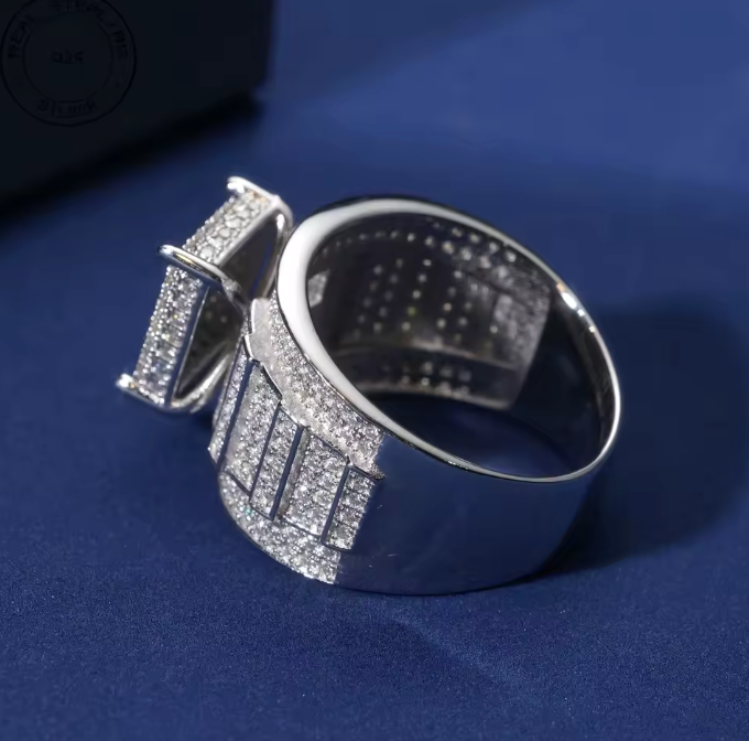 Classic Hip Hop Fire Jewelry Iced Out Zircon 925 Sterling Silver Rings For Men - DripVault