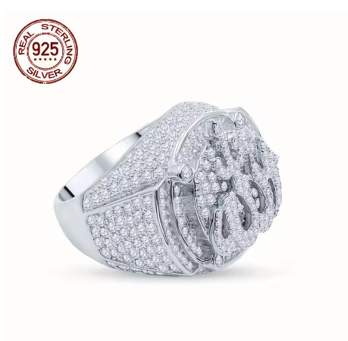 14K White Gold Plated Over 925 Sterling Silver Ring Allah God Muslim Islamic - DripVault