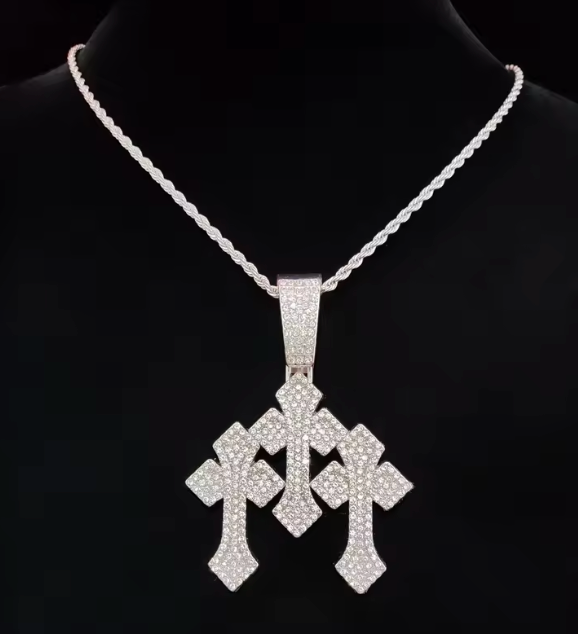 2026 New Arrival Hip Hop Cross Pendant Necklace Chain Iced Out Bling CZ - DripVault