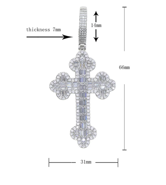 2026 New Iced Out Cross Pendant Necklace Star Link Chain Praying Hands CZ - DripVault