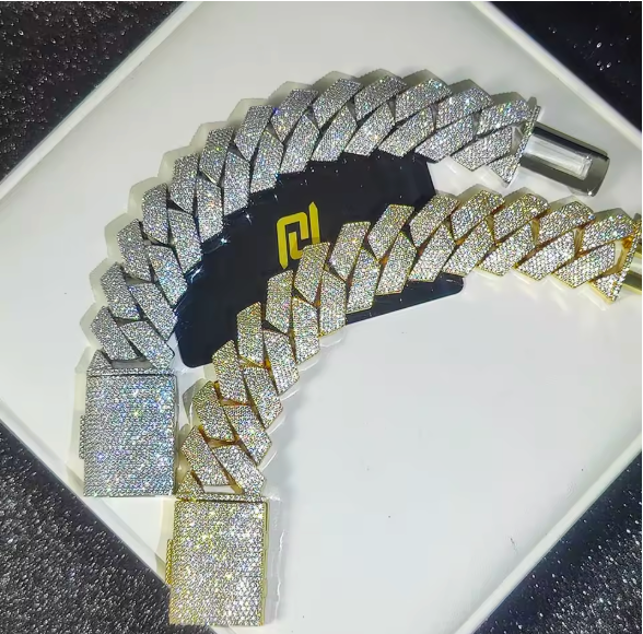 25mm HEAVY Iced Out Hop Hip Bling Big Rhombus Cuban Chain and Bracelet - DripVault