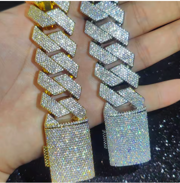 25mm HEAVY Iced Out Hop Hip Bling Big Rhombus Cuban Chain and Bracelet - DripVault