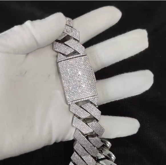 25mm HEAVY Iced Out Hop Hip Bling Big Rhombus Cuban Chain and Bracelet - DripVault