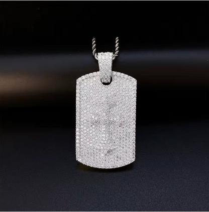 High Quality Hip Hop Cross Tag Iced Out Pendant Necklace Bling CZ with Chain - DripVault