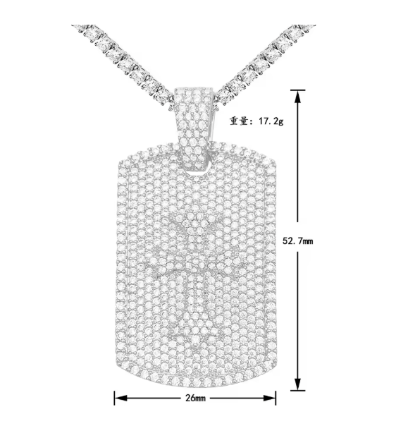 High Quality Hip Hop Cross Tag Iced Out Pendant Necklace Bling CZ with Chain - DripVault