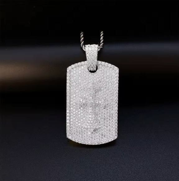 High Quality Hip Hop Cross Tag Iced Out Pendant Necklace Bling CZ with Chain - DripVault