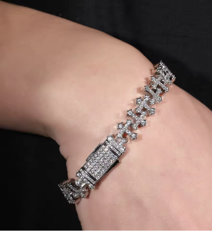 AAAAA CZ Bling Ice Out Hop Hip Small Cross Miami Cuban Chain Necklace Bracelet - DripVault