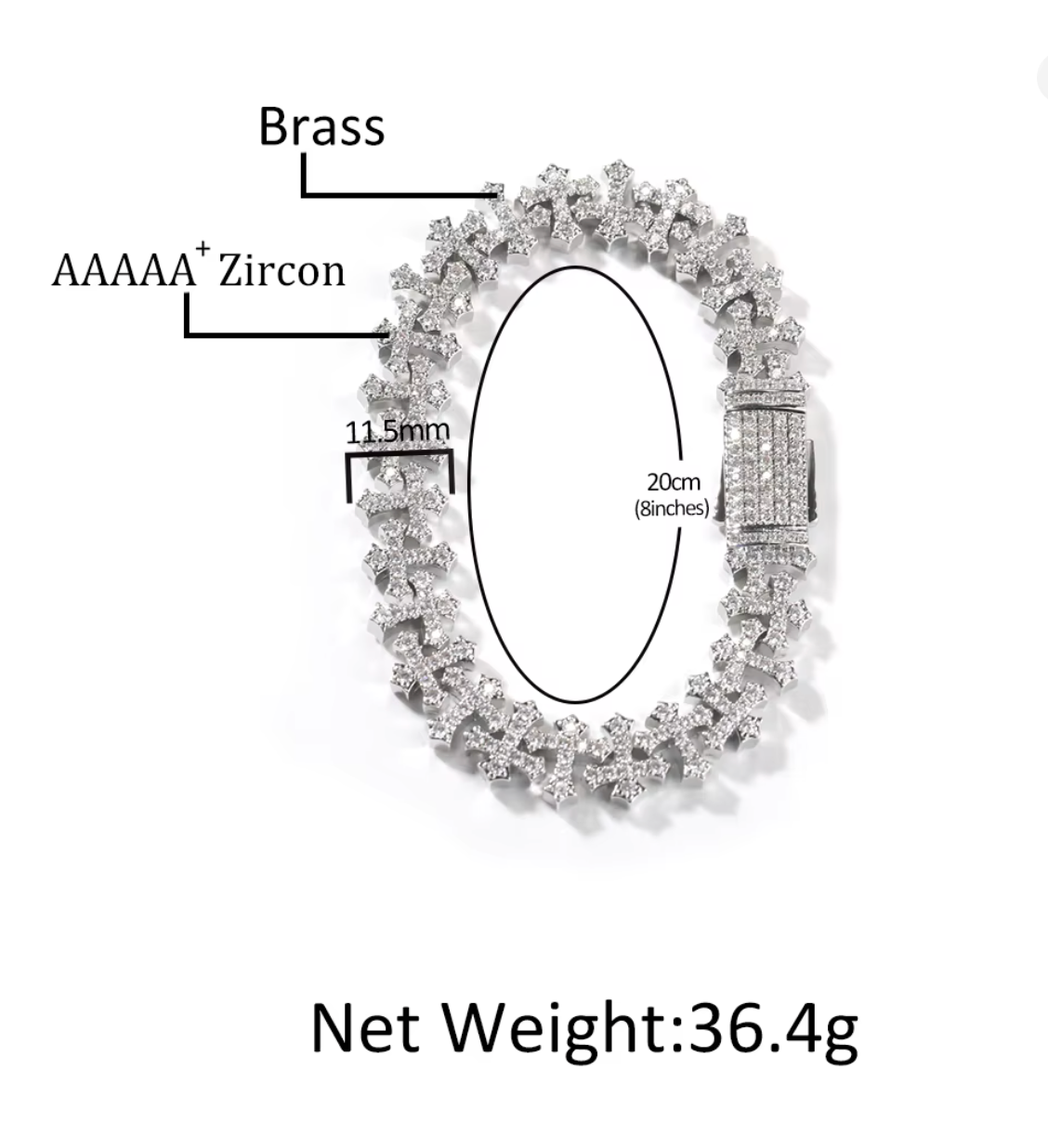 AAAAA CZ Bling Ice Out Hop Hip Small Cross Miami Cuban Chain Necklace Bracelet - DripVault
