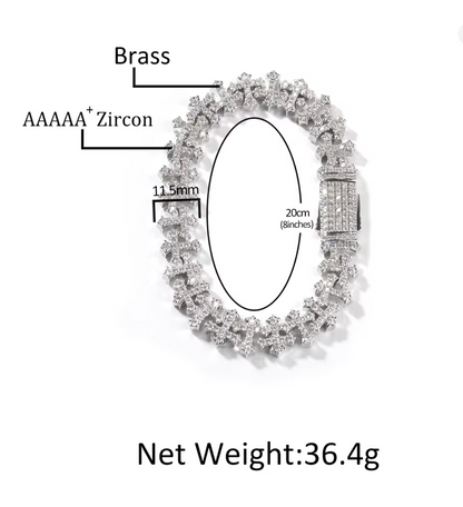 AAAAA CZ Bling Ice Out Hop Hip Small Cross Miami Cuban Chain Necklace Bracelet - DripVault