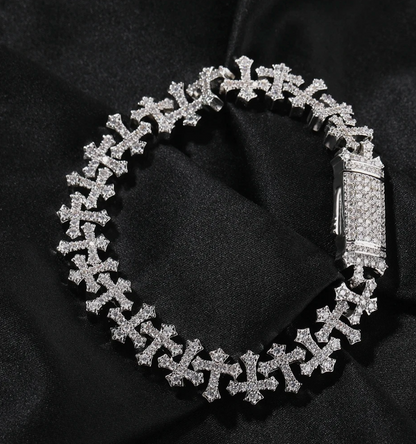 AAAAA CZ Bling Ice Out Hop Hip Small Cross Miami Cuban Chain Necklace Bracelet - DripVault