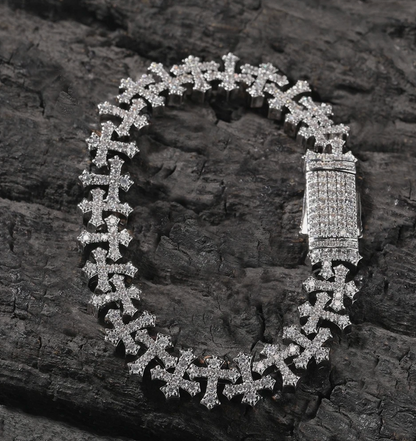 AAAAA CZ Bling Ice Out Hop Hip Small Cross Miami Cuban Chain Necklace Bracelet - DripVault