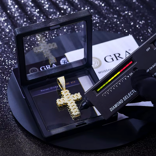 Hip Hop Cross Pendant Necklace With D VVS Moissanite Iced Out Bling 925 Silver - DripVault