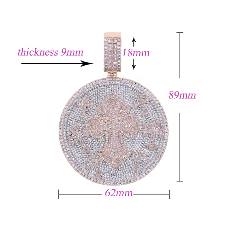 Iced Out Bling Big Cross Pendant Necklace Silver Color Prong Setting CZ - DripVault