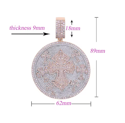 Iced Out Bling Big Cross Pendant Necklace Silver Color Prong Setting CZ - DripVault