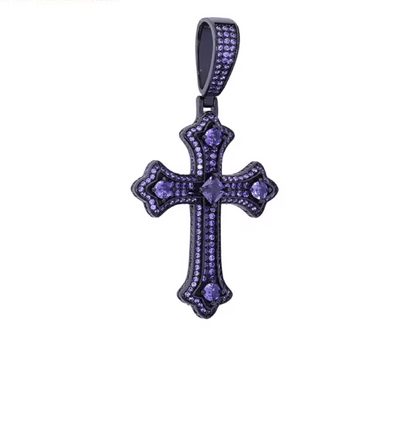 Iced Out Bling Big Cross Pendant Necklace Silver Color Prong Setting CZ - DripVault