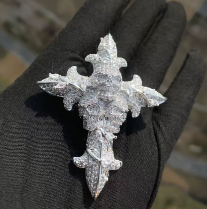 Skull Cross Hip Hop Pendant Necklace Gold Silver Color Chain CZ Rapper Jewelry - DripVault