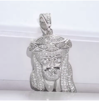 Moissanite Hip Hop Jewelry Jesus Head Pendant Pass Diamnd Test 925 Silver Rope - DripVault