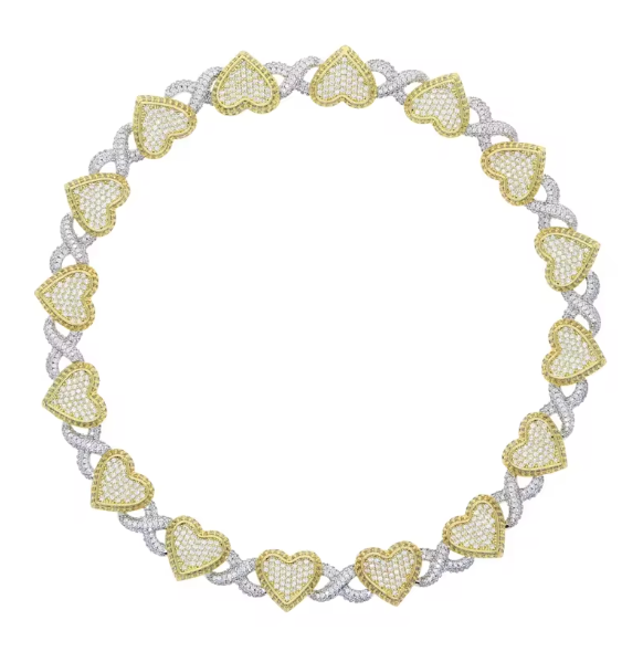 2026 Iced Out Bling Full Paved 5A Cubic Zirconia CZ Heart Charm Infinity Chain - DripVault