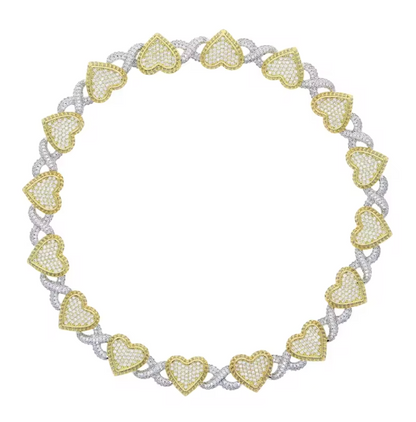 2026 Iced Out Bling Full Paved 5A Cubic Zirconia CZ Heart Charm Infinity Chain - DripVault
