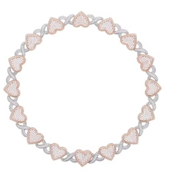 2026 Iced Out Bling Full Paved 5A Cubic Zirconia CZ Heart Charm Infinity Chain - DripVault