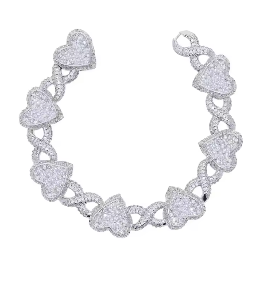 2026 Iced Out Bling Full Paved 5A Cubic Zirconia CZ Heart Charm Infinity Chain - DripVault