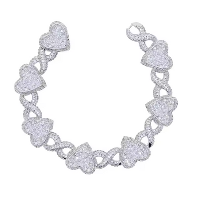 2026 Iced Out Bling Full Paved 5A Cubic Zirconia CZ Heart Charm Infinity Chain - DripVault