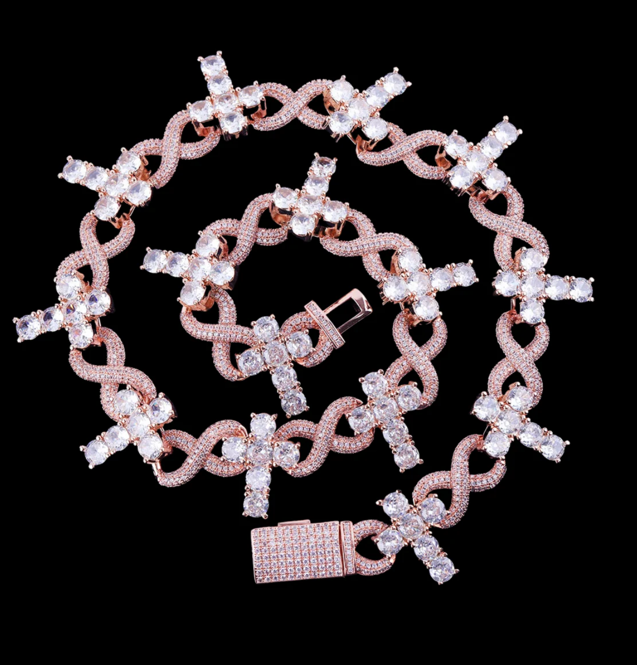 Iced Out Infinity Cross Bracelet Choker for Women Micro Pave Real Copper Hip Hop Jewelry - DripVault