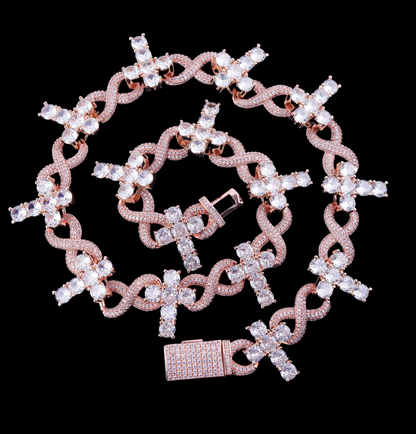 Iced Out Infinity Cross Bracelet Choker for Women Micro Pave Real Copper Hip Hop Jewelry - DripVault