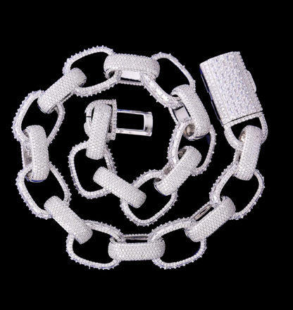 Baguette Box Link Chain for Men Iced Out Choker Necklace Prong Setting Cubic Zirconia Hip Hop Jewelry - DripVault