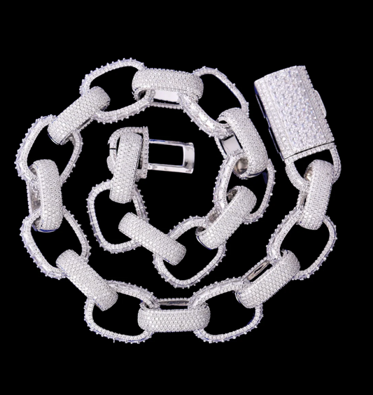 Baguette Box Link Chain for Men Iced Out Choker Necklace Prong Setting Cubic Zirconia Hip Hop Jewelry - DripVault
