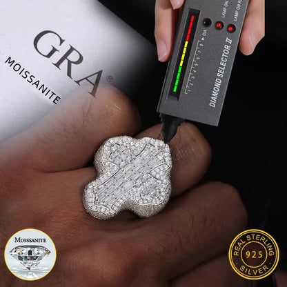 S925 Silver Rings Iced Out Baguette VVS1 Moissanite Cross Rings S925 Silver For Men Hip Hop Jewelry Men's Accessorie - DripVault