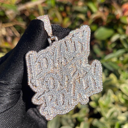 Bubble Letter New Iced Out Bling CZ Loyalty Over Royalty Pendant Necklace Cubic Zirconia Two Tone Color Charm Men HipHop Jewelry - DripVault