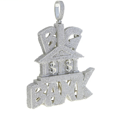 Iced Out Letter Heavy Chunk Big Pendant Necklace Bling CZ Cubic Zirconia Self Made Badge Charm Men Fashion Hip Hop Jewelry - DripVault
