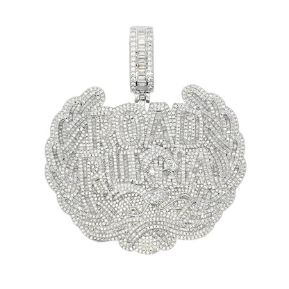 New Iced Out Bling CZ Letter Road Runna Pendant Necklace Cubic Zirconia Two Tone Color Badge Charm Men Fashion Hip Hop Jewelry - DripVault