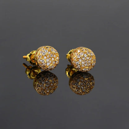 Hip Hop Hemispherical Shaped Piercing Stud Earrings for Unisex Iced Out Zirconia Chunky Punk Rapper's Earring Jewelry - DripVault