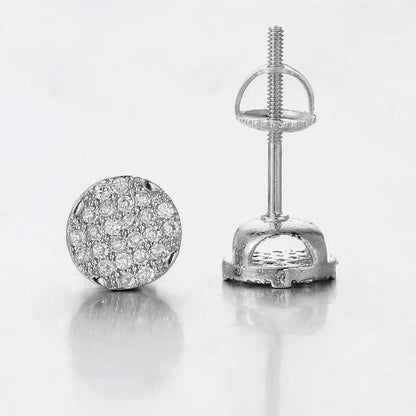 Gold Color Micro Inlaid Zircon 7mm Screw-back Stud Earrings For Women Men Simple Round Ear Piercing Jewelry - DripVault