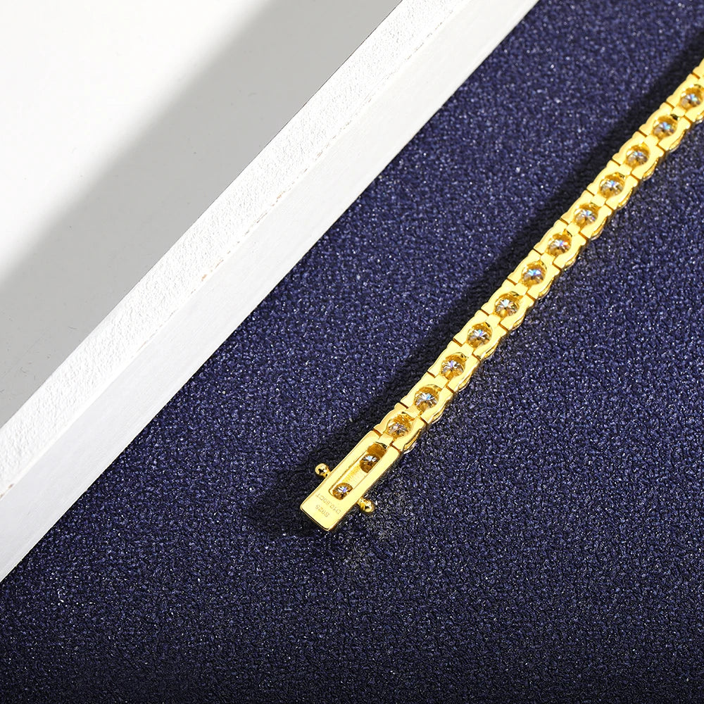 2/2.5/3/4/5/6.5mm Real Moissanite Tennis Bracelet S925 Plated 18K Rose Gold Diamond Link Bracelet Pass Diamond Tester - DripVault
