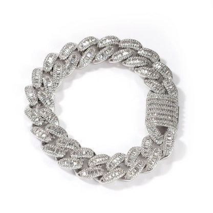 15mm Baguette Cuabn Chain Prong Setting 2 Colors Miami Choker Iced Out Chain Bling CZ Necklace Hiphop Jewelry - DripVault