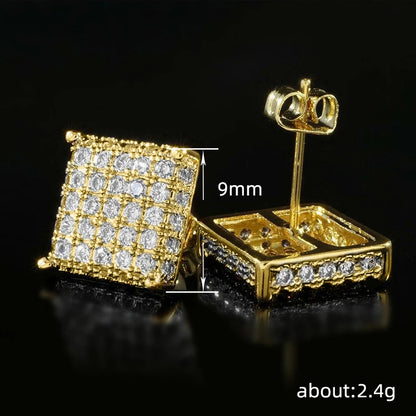 Minimalist Square Stud Earrings for Women/Men Micro Paved CZ Stone Fashion Versatile Couple Earrings - DripVault