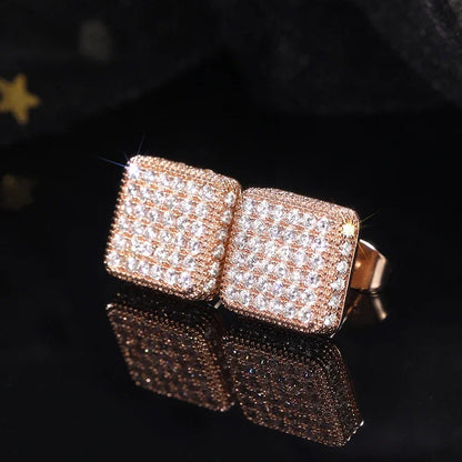 Trendy Square Stud Earrings Lady Full Bling Iced Out Brilliant CZ Jewelry Fashion Women's Earrings - DripVault