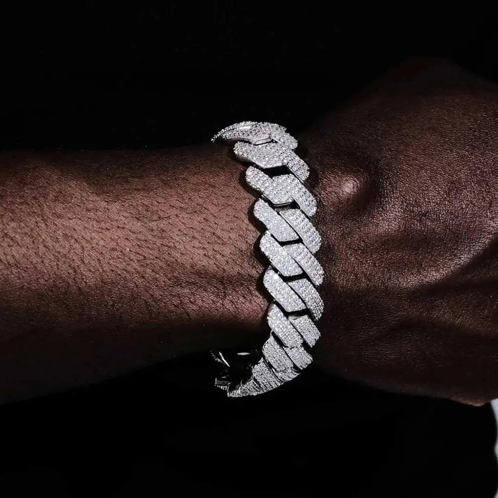 Hip Hop Jewelry 20mm Thick Cuban Link Chain Crystal Miami Gold Silver Two Color Iced Out CZ Cuban Chain Necklace - DripVault