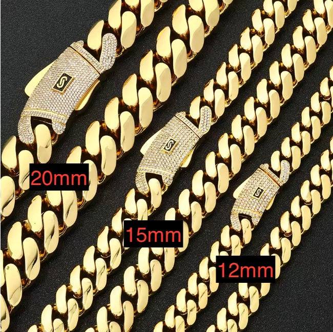 12/15/20MM AAAAA+ 14K Gold Plated High Quality Monaco Chain Bracelet - DripVault